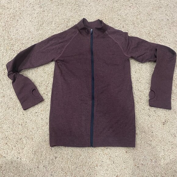 Jackets & Blazers - Women’s Athletic Zip Up Jacket Small Burgundy Thumbholes Running Yoga Activewear